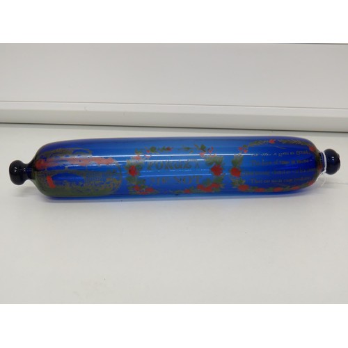 200 - Antique cobalt blue glass rolling pin