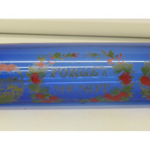 200 - Antique cobalt blue glass rolling pin