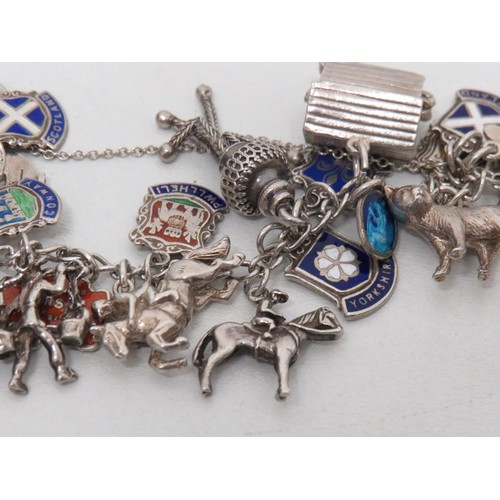 204 - Vintage sterling silver charm bracelet and charm- weight 69g