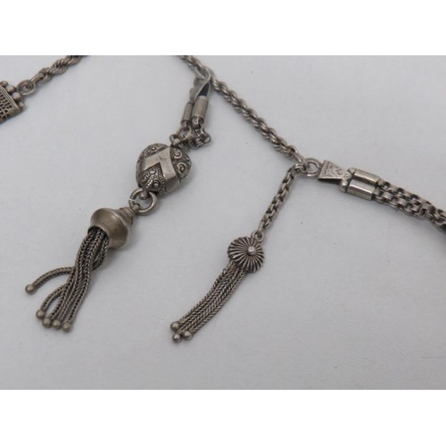 206 - Antique sterling silver alberting pocket watch chain- weight 31g