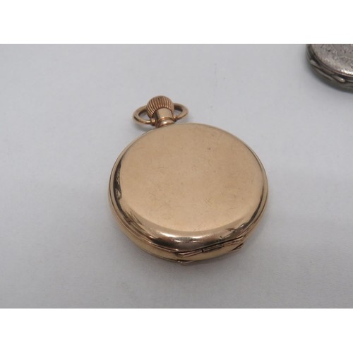 211 - Antique rolled gold dennison pocket watch and sterling silver ladies fob watch