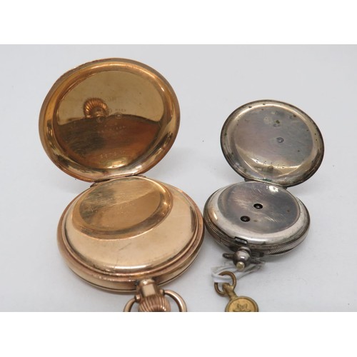 211 - Antique rolled gold dennison pocket watch and sterling silver ladies fob watch