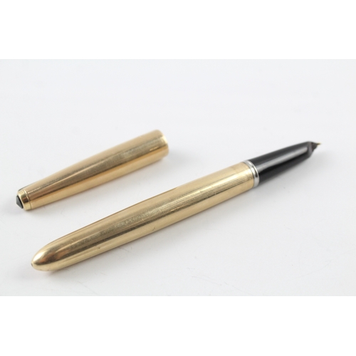 468 - Parker 51 gold plated fountain pen writing