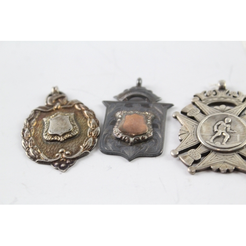 483 - 4 x Antique / Vintage Hallmarked .925 Sterling Silver Fobs / Medallions (43g)