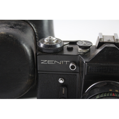 496 - Vintage SLR Zenit E with Helios-44-2 58mm F/2 Manual Camera Lens, Working with Case