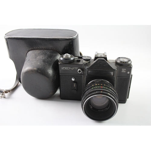 496 - Vintage SLR Zenit E with Helios-44-2 58mm F/2 Manual Camera Lens, Working with Case