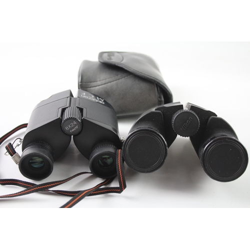 503 - Vintage Nikon 7x21 Sprint III & Opticron MCF 8x24 Compact Binoculars Working x 2