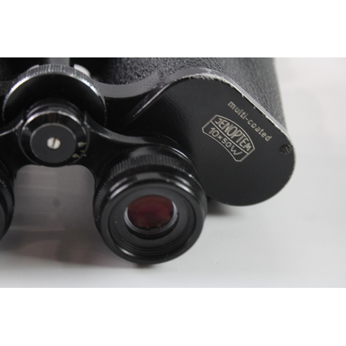 512 - Carl Zeiss Jena Jenoptem Multi-Coated 10x50w Binoculars Working w/ Original Case