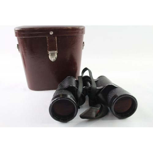 512 - Carl Zeiss Jena Jenoptem Multi-Coated 10x50w Binoculars Working w/ Original Case