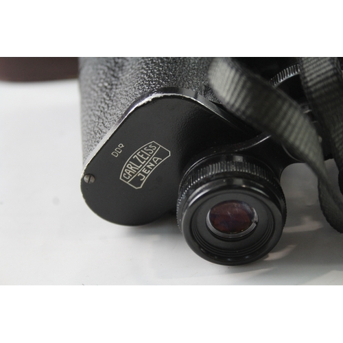 512 - Carl Zeiss Jena Jenoptem Multi-Coated 10x50w Binoculars Working w/ Original Case