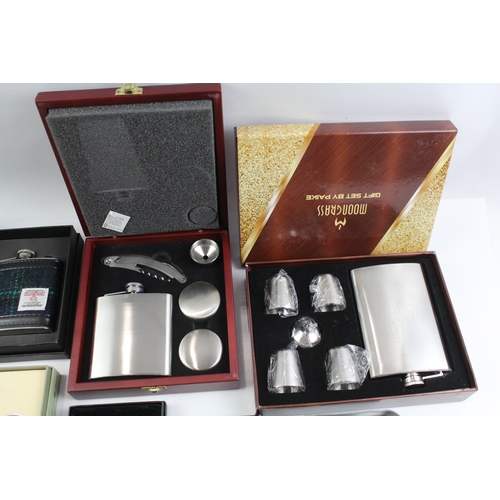 534 - Boxed Hip Flasks Inc Grants Of Dalvey, Pocket, Etc x 9