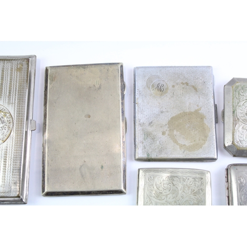 537 - Vintage/Antique Silver Plated Cigarette Cases x 7