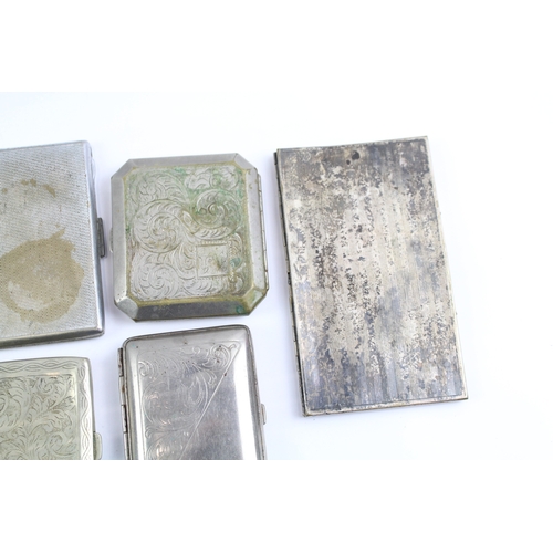 537 - Vintage/Antique Silver Plated Cigarette Cases x 7