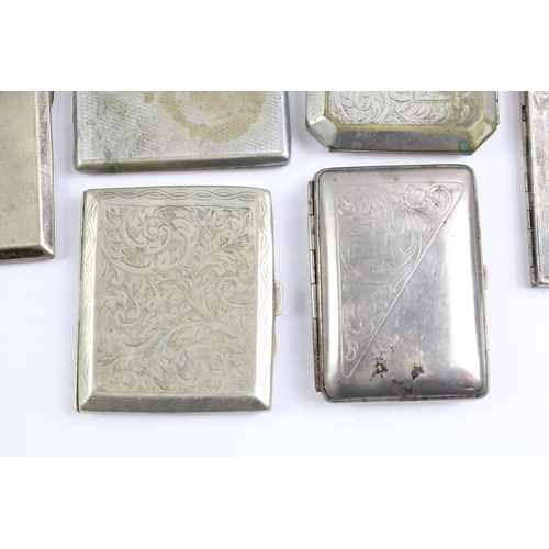 537 - Vintage/Antique Silver Plated Cigarette Cases x 7