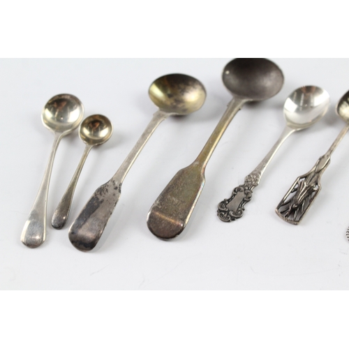 547 - 9 x Antique / Vintage .925 Sterling Silver Condiment Spoons Inc Georgian (59g)