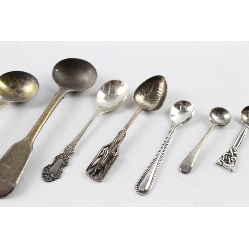 547 - 9 x Antique / Vintage .925 Sterling Silver Condiment Spoons Inc Georgian (59g)