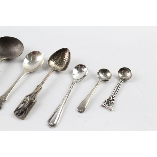 547 - 9 x Antique / Vintage .925 Sterling Silver Condiment Spoons Inc Georgian (59g)