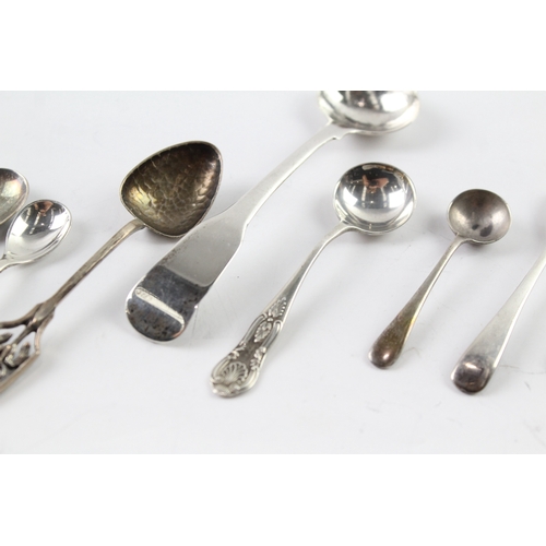 554 - 9 x Antique / Vintage .925 Sterling Silver Condiment Spoons Inc Georgian (51g)