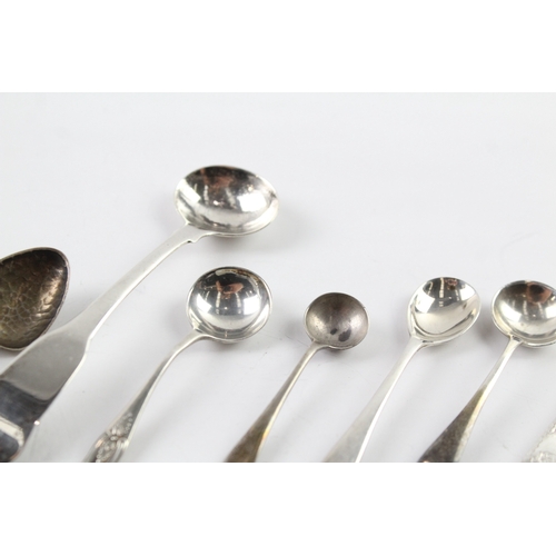 554 - 9 x Antique / Vintage .925 Sterling Silver Condiment Spoons Inc Georgian (51g)