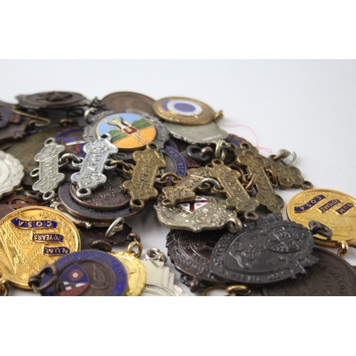 606 - 48 x Antique / Vintage Fobs & Medallions Inc Silver Plate, Enamel, Religious Etc