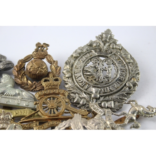 627 - Military Cap Badges Inc A&SH, Royal Marines, R. West Kent, Etc x 10