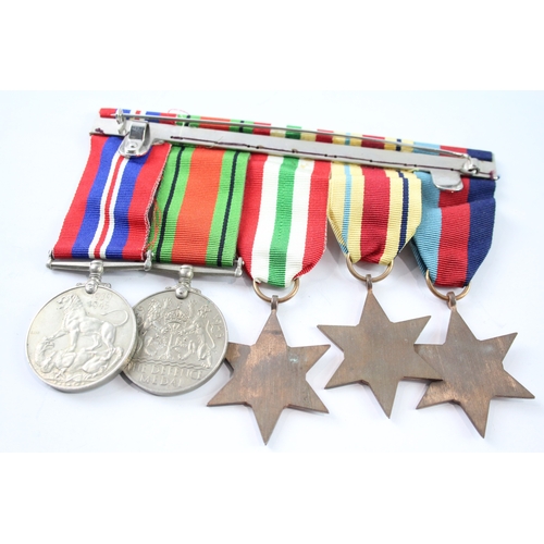 473 - Mounted WW2 Medal Group Inc Africa, Italy Stars, Etc