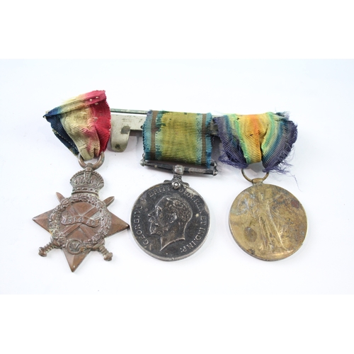 483 - Mounted WW1 1914-15 Star Medal Trio DM2-075720 Pte R. Robinson ASC