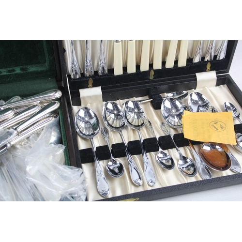 505 - Vintage Silver Plate Cutlery Set Inc Wooden Canteen x3