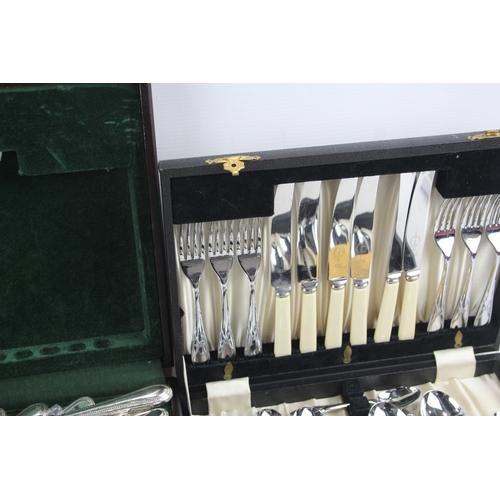 505 - Vintage Silver Plate Cutlery Set Inc Wooden Canteen x3