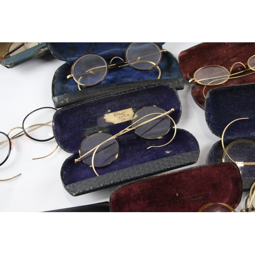 517 - Spectacles & Eyewear Antique / Vintage Inc Boxed, Cases, Plated Joblot