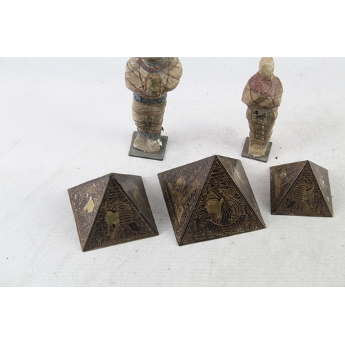 531 - Egyptian Themed Collectables Brass Pyramids x 5