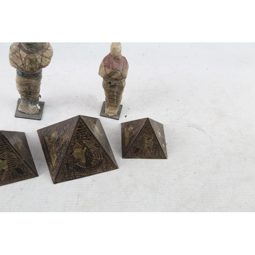 531 - Egyptian Themed Collectables Brass Pyramids x 5