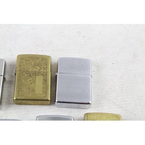 538 - Vintage Zippo Lighters Inc Etched Bear Brass Etc x 7