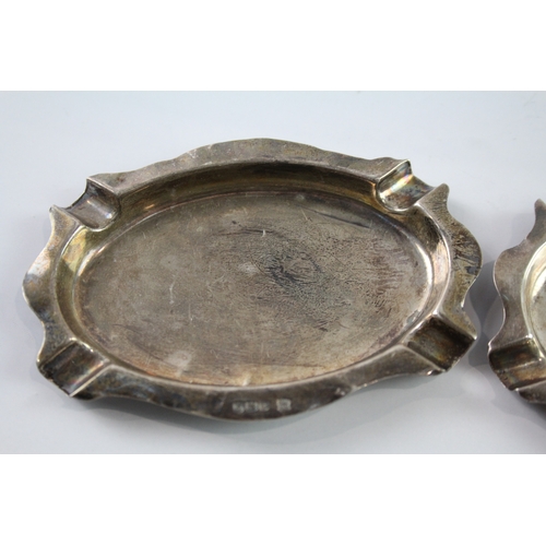 608 - 2 x Antique .925 Sterling Silver Ashtrays (55g)