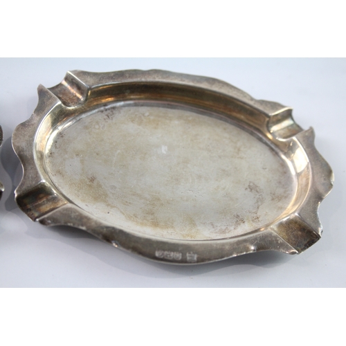 608 - 2 x Antique .925 Sterling Silver Ashtrays (55g)