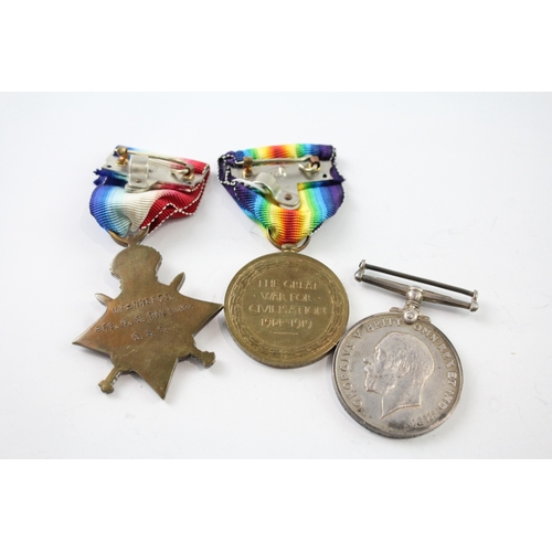 615 - WW1 1914-15 Star Medal Trio M2-115270 Pte E.G Coleman ASC x 3