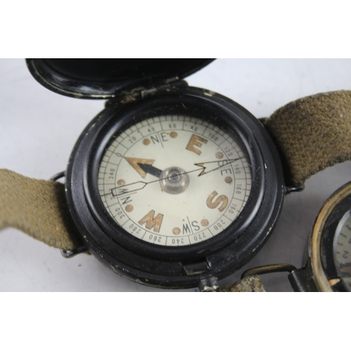 632 - Military Compasses Inc Wrist Compasses & Pocket Compass Dated 1940 WW2 Era x 3