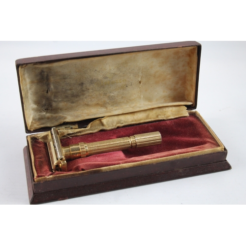 640 - Vintage Boxed Gold Plated Gillette Adjustable Razor