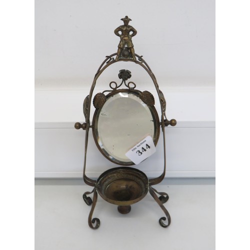 344 - Antique French Brass bevel mirrored watch stand.