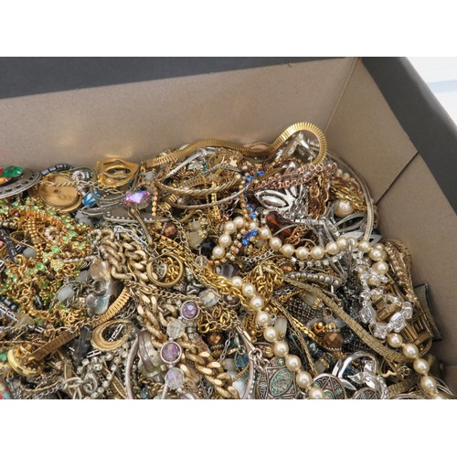 347 - Large box full of costume Jewellery includes Vintage, Brooches, rings, gemstone & glass necklaces et... 