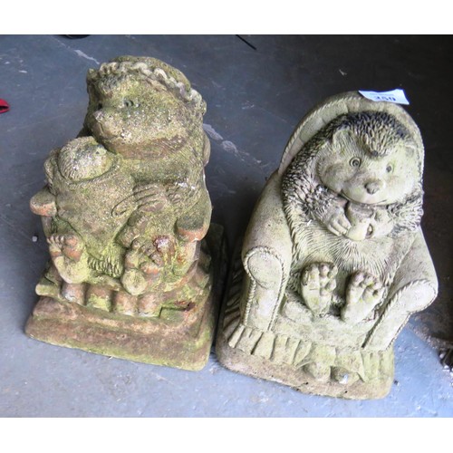 359 - Two garden ornaments hedgehogs as found