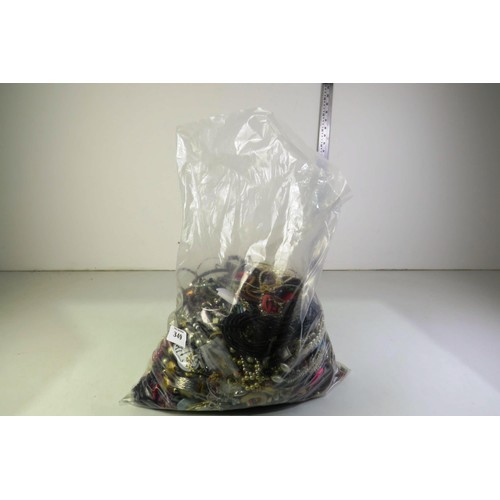 349 - 10kg bag of costume jewellery.