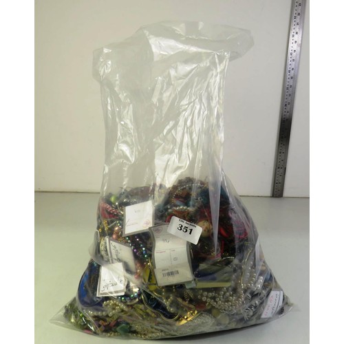 351 - 10kg bag of costume jewellery.