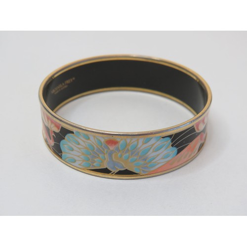 99 - Michaela Frey signed Enamel birds bangle.