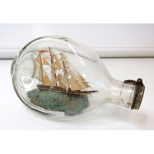 276 - Three Dimple Haigs ships in a bottle and Stemcol ship in a bottle.