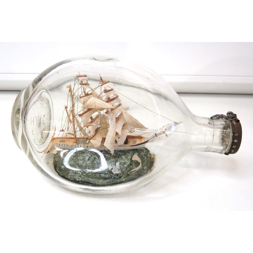 276 - Three Dimple Haigs ships in a bottle and Stemcol ship in a bottle.