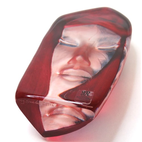 271 - Mats Jonasson red glass art sculpture, signed No 65116.