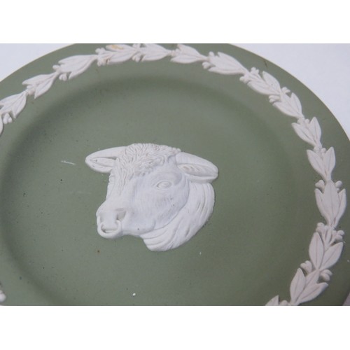 75 - Vintage Wedgewood sage green Jasperware Bulls head pin dish.