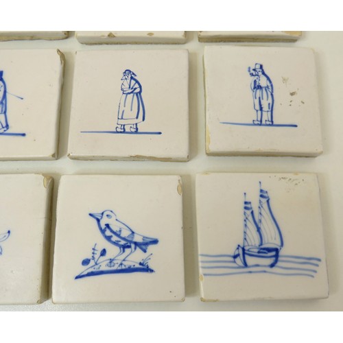 78 - Rare set of twelve antique Dutch Delft blue and white tiles, size 3