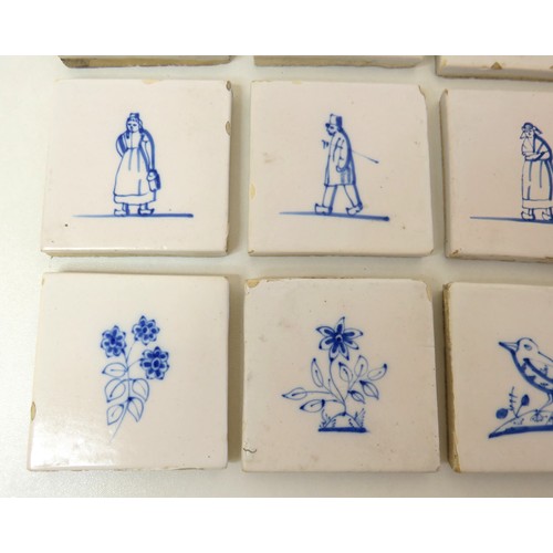 78 - Rare set of twelve antique Dutch Delft blue and white tiles, size 3